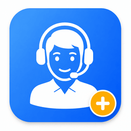 Support agent wearing a headset with microphone