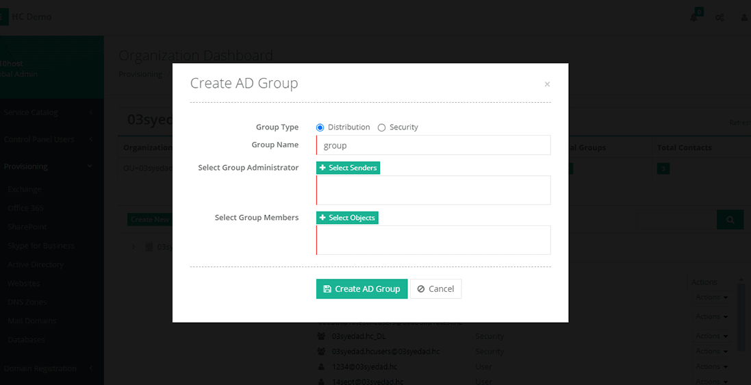 Create AD group