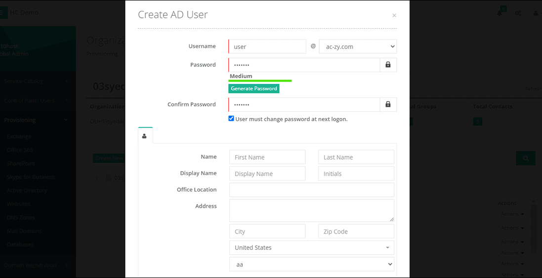 Create AD user