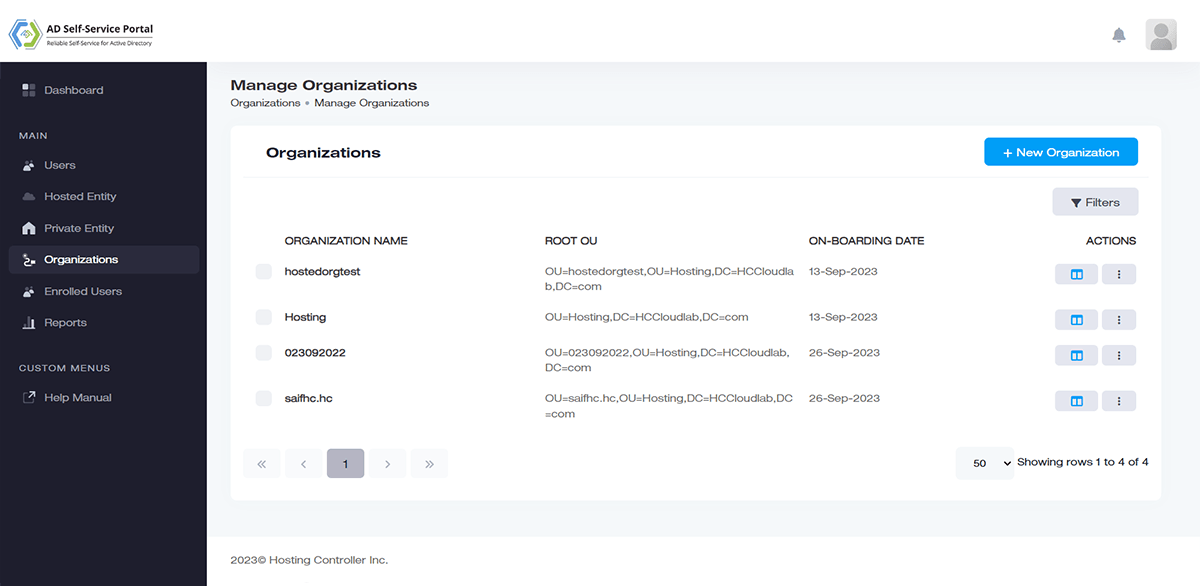 Organizations Entity Admin