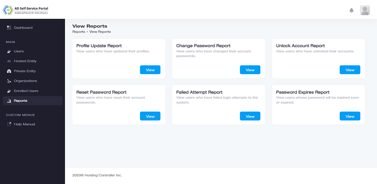 Reports Entity Admin