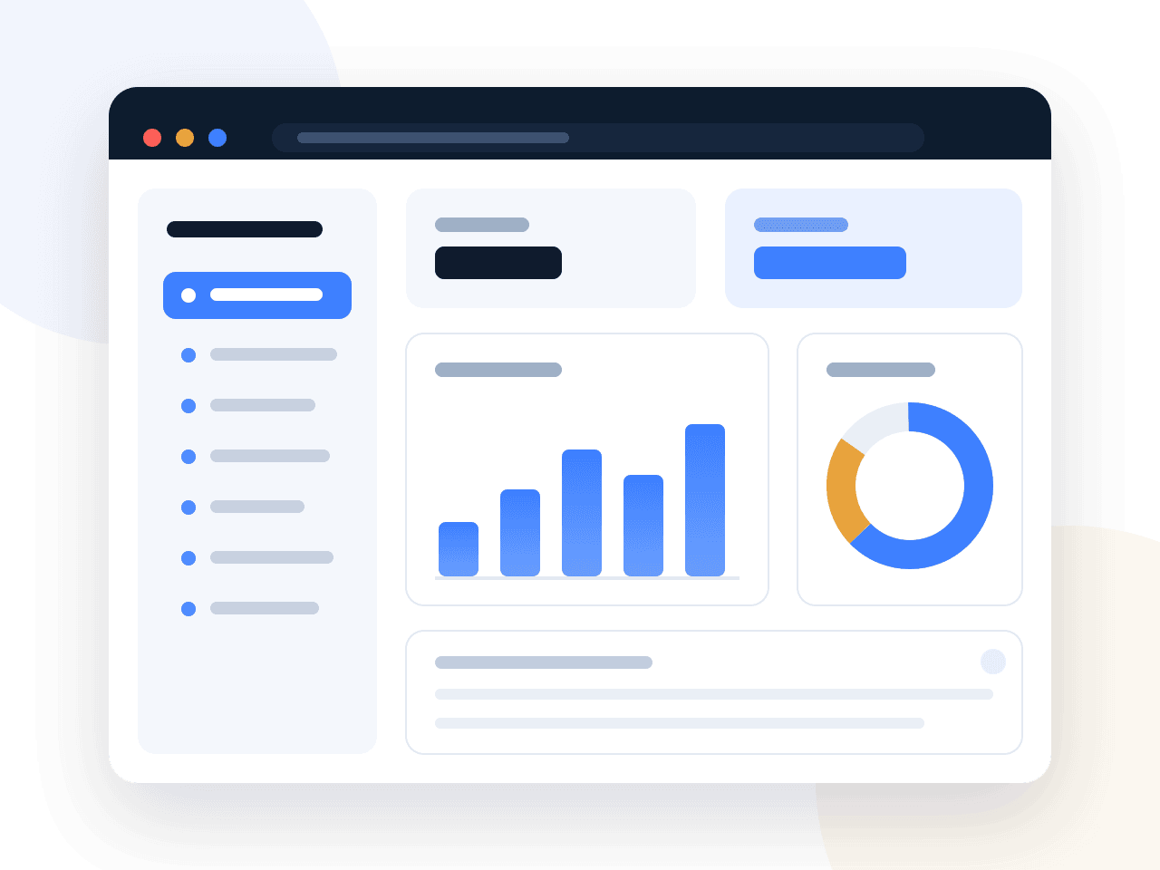 ReportEx web dashboard showing Exchange report categories, charts, and a results table